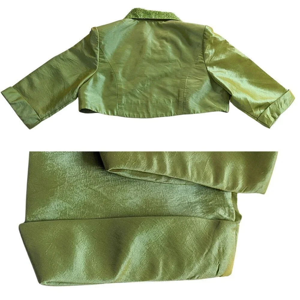 Vtg Y2K MARSONI Avocado Party Dress Jacket Set - The Nanny/Romy & Michele Sz 10